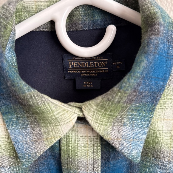 Womens Pendleton Blue and Green Plaid long sleeve size Small - Picture 3 of 6